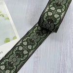ruban polyester largeur 5cm motifs fleurs broderies couleurs noir bleu vert orange élégant rideaux