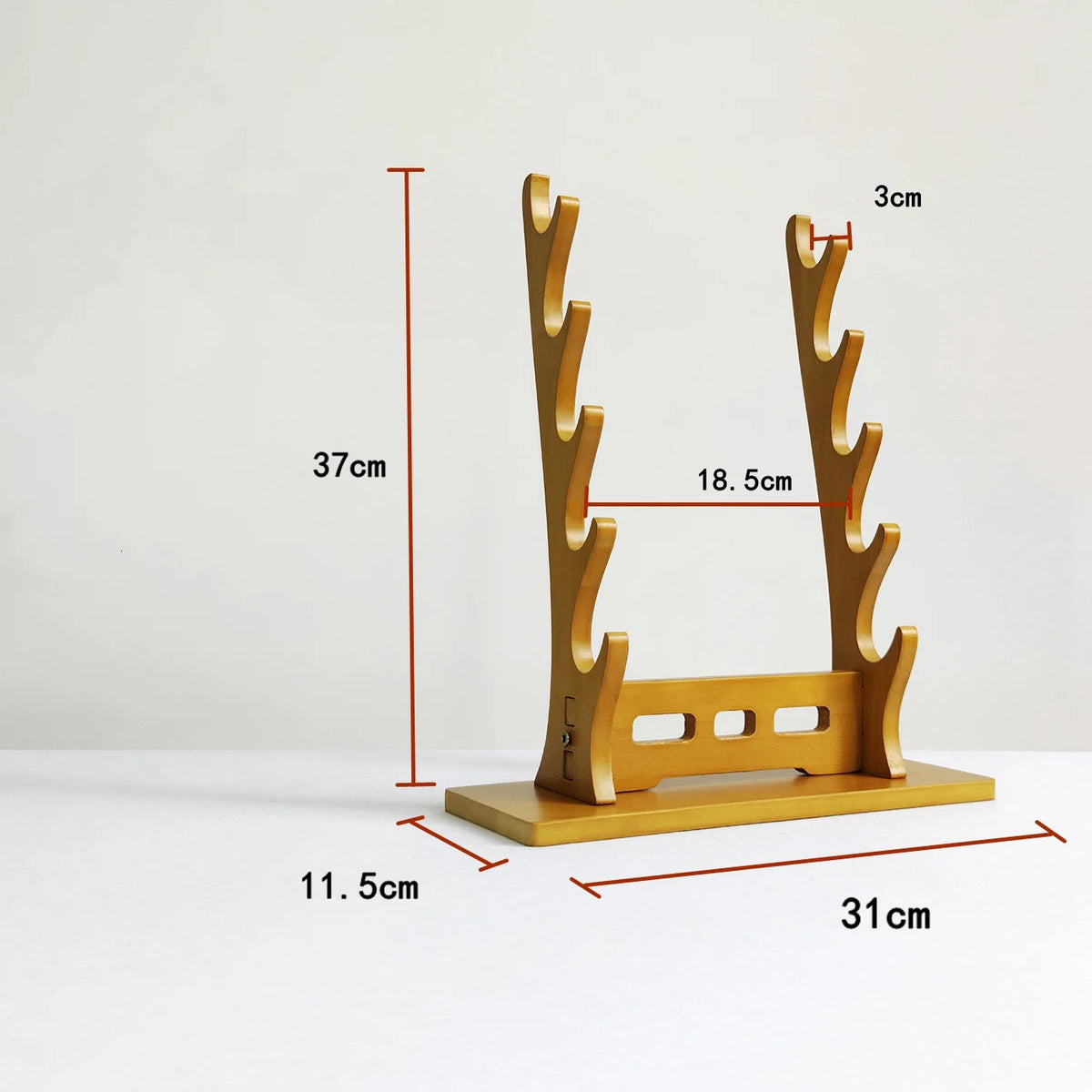 support épées bois moderne minimaliste noir brun clair katana sabres rack display salon
