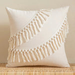 coussins patchwork boho chic beige motifs fleurs pompons opaques décoration salon voiture
