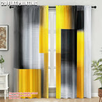 rideau moderne polyester noir gris jaune rayures horizontales abstraits translucide chambre salon