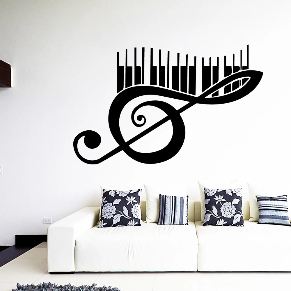 sticker mural notes musicales texte médicament esprit noir moderne décoration chambre salon