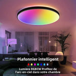 plafonnier intelligent led blanc noir télécommande rgbcw éclairage moderne