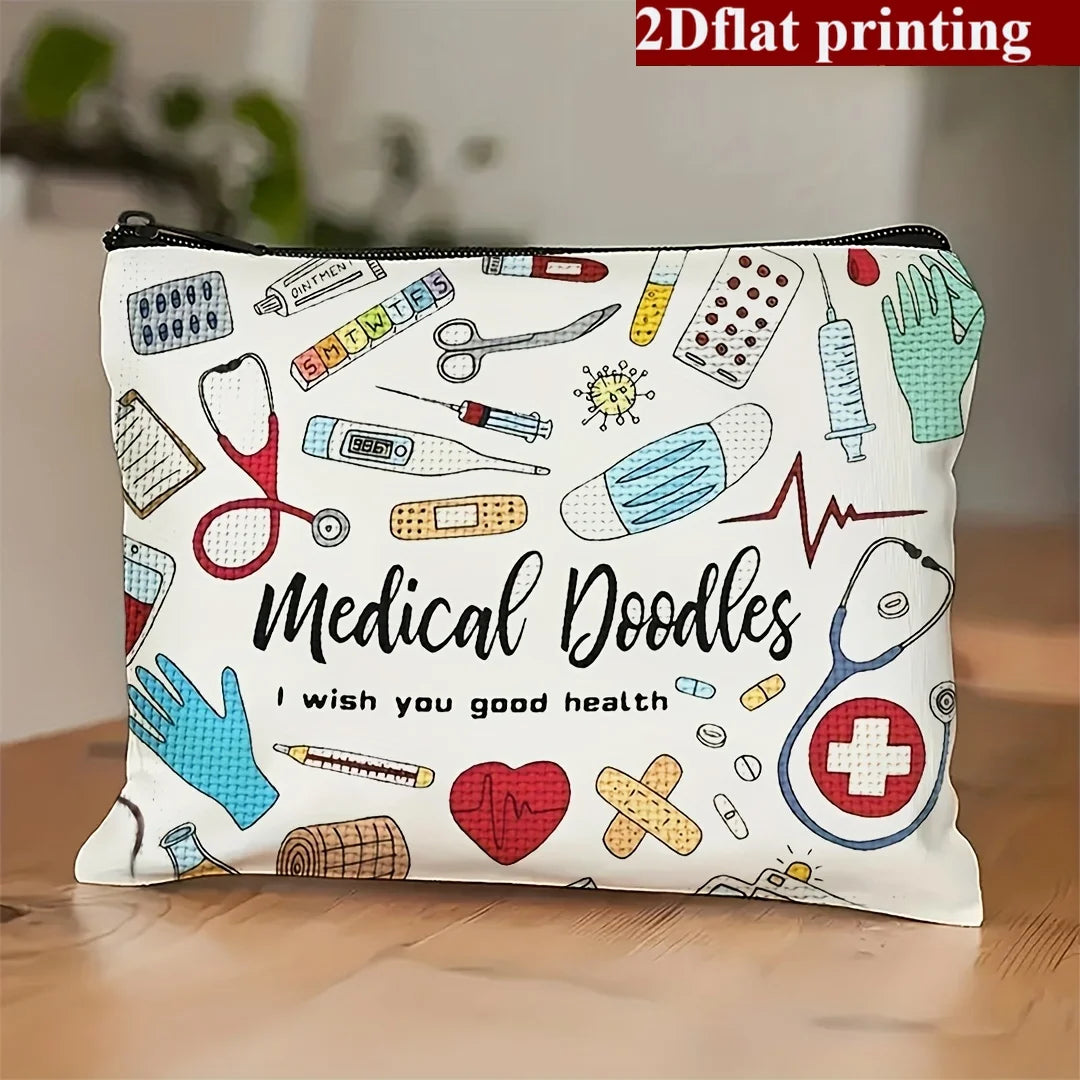 sac rangement toile réutilisable motifs médicaux graphiques multicolore utilisation domestique voyage