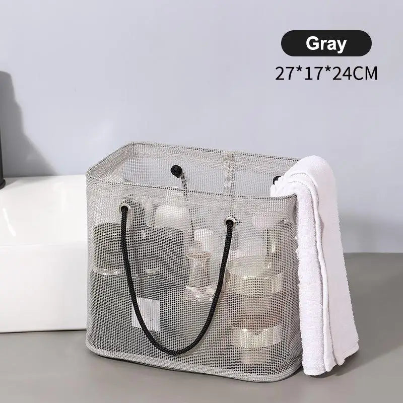 sac rangement toilettage noir blanc maille texturée pratique minimaliste transparent voyage