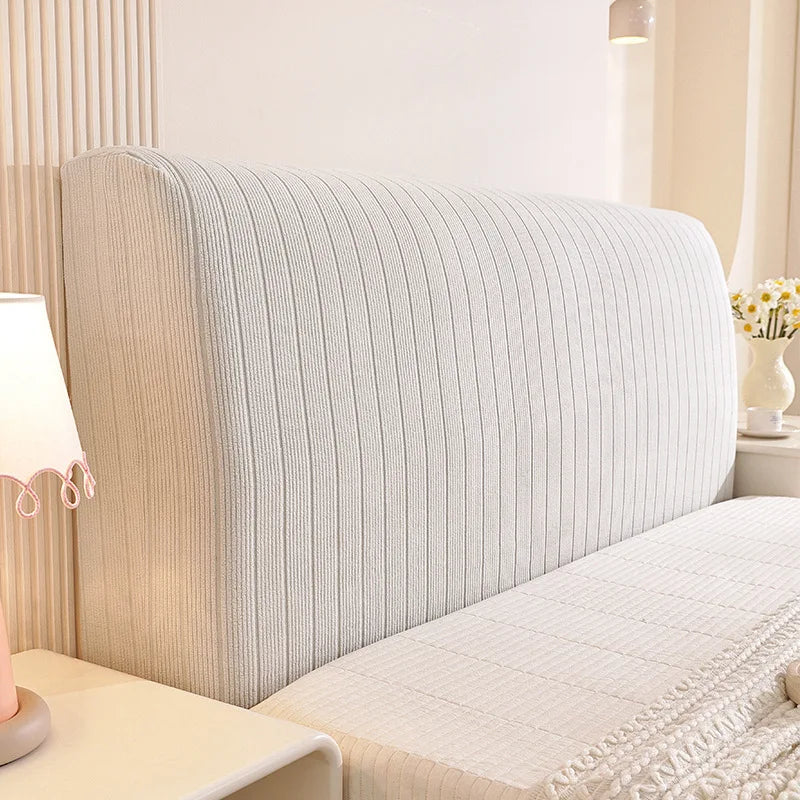 housse tête lit moderne rayures verticales lit double gris beige