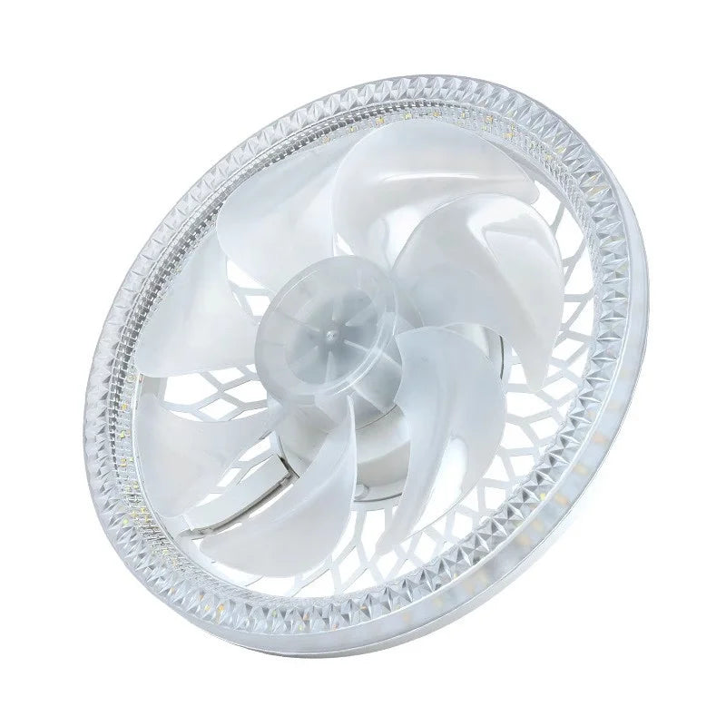 ventilateur led moderne télécommande blanc noir transparent cristal airflow lumiere vitesses