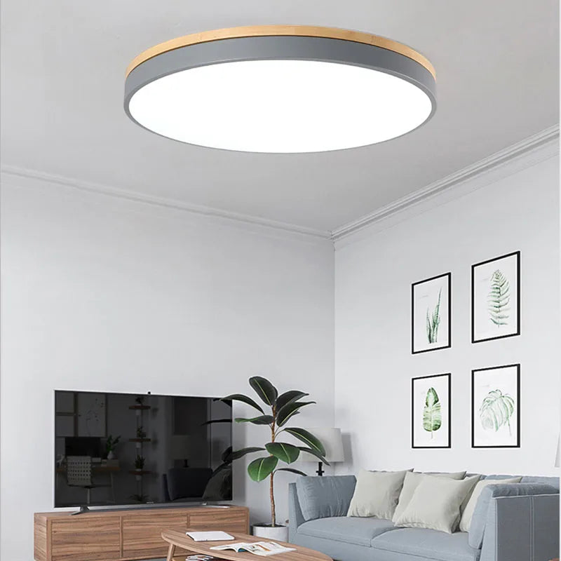 plafonnier led moderne gris bois rose jaune noir blanc minimaliste 27w 3sources