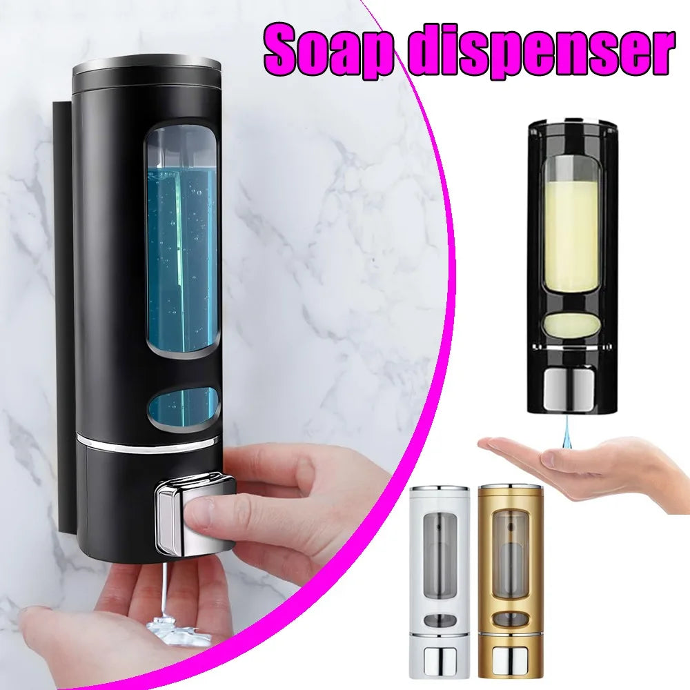 distributeur savon liquide noir or blanc moderne fixation murale bouton pression fenêtre niveau liquide