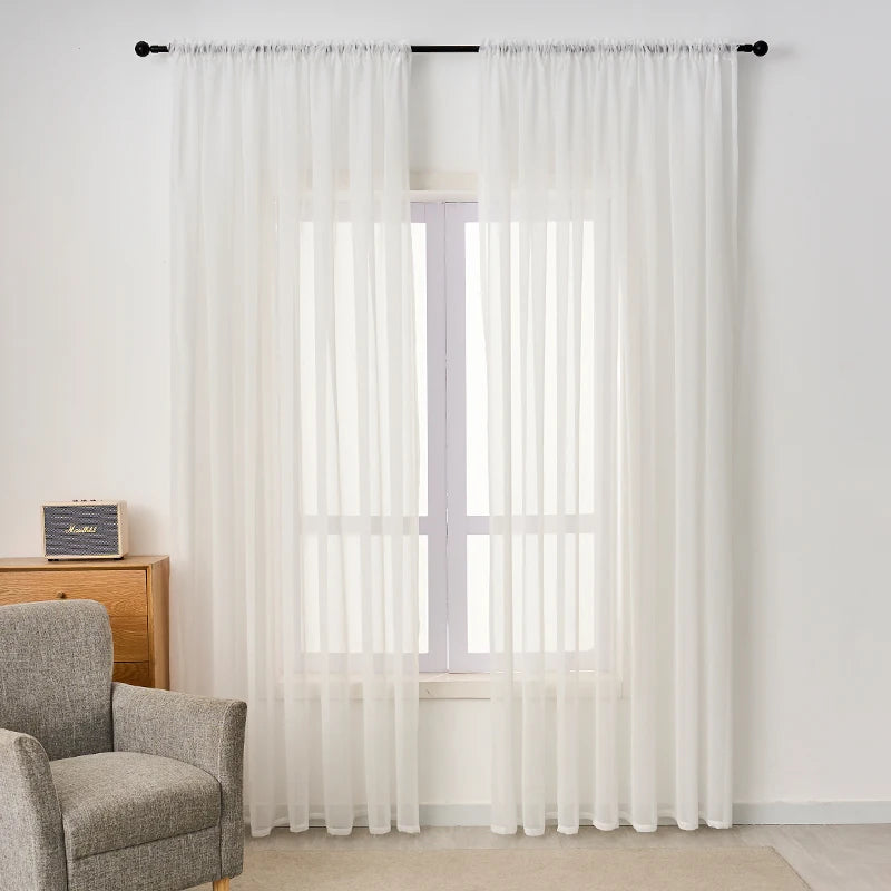 rideaux transparents unis moderne polyester rouge noir blanc rose beige salon chambre