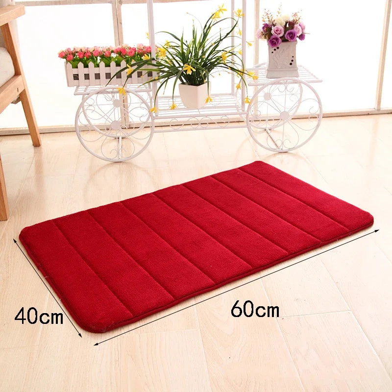 tapis antidérapant mousse mémoire forme absorption eau moderne uni doux vert rouge rose marron