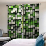 rideau polyester moderne carreaux géométriques vert gris noir opaques 29x65in 41x90in 51x82in