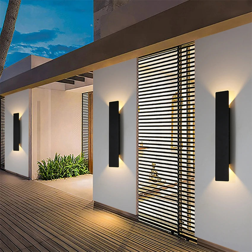 applique murale moderne aluminium étanche ip65 led noire fixée 2w 6w 18w 24w