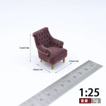 fauteuil miniature blanc velours épais boutons classique 14+ deco maison poupée imitation salon