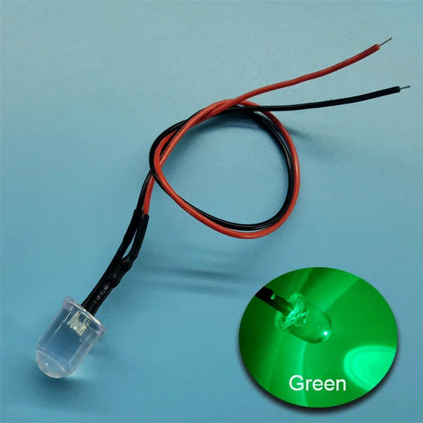 Diodes led rouges bleues vertes transparentes pré câblées 12V ronde modernes 20cm
