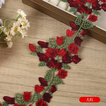 ruban dentelle polyester feuilles fleurs 8.5cm largeur artisanat broderie fine opacité écolo événement