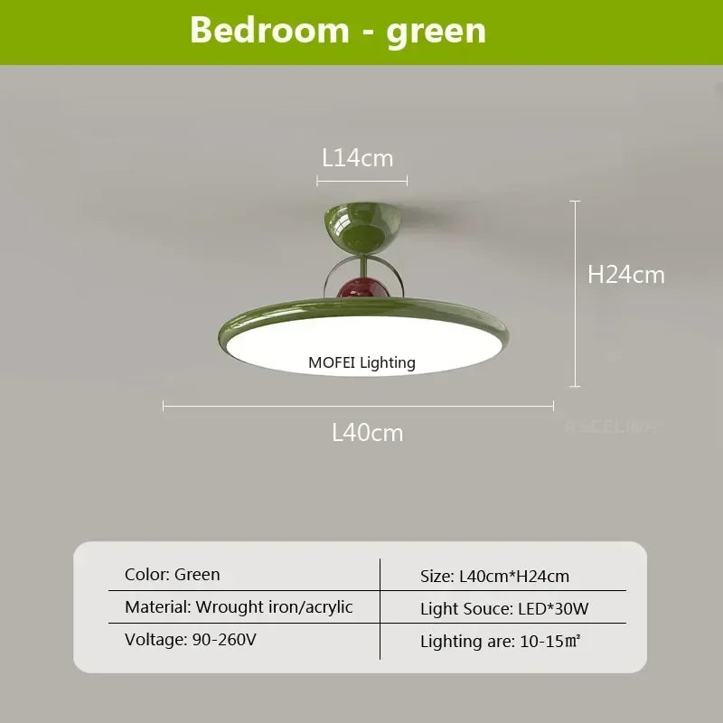 lampe moderne ronde acrylique vert blanc rouge 50h24cm led