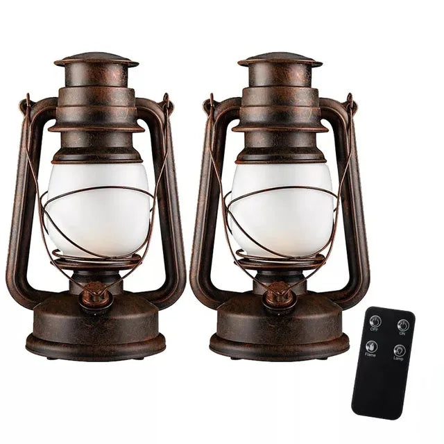 lanterne portable vintage bronze led effet flamme rechargeable télécommande bluetooth
