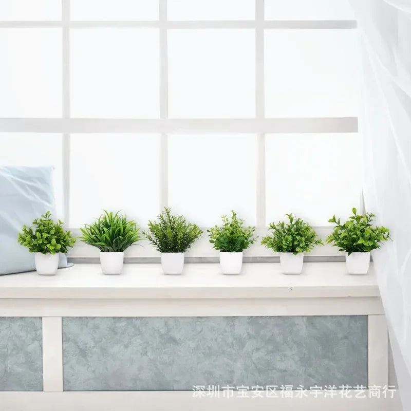 plantes artificielles vertes moderne feuilles uniformes pot blanc intérieur extérieur décoration chambre jardin exposé