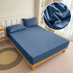 housse lit extensible élastique polyester violet bleu marine gris moderne minimaliste taie oreiller