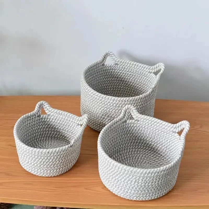 panier rangement tissu poignées cosmétiques petits objets moderne