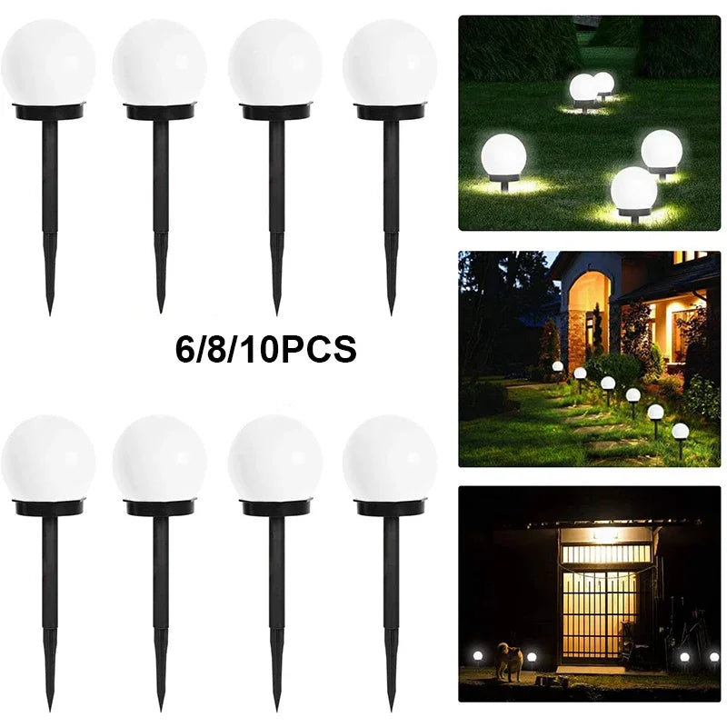 lumière solaire extérieure jardin étanche moderne sphérique piquet détachable panneau solaire led blanc noir