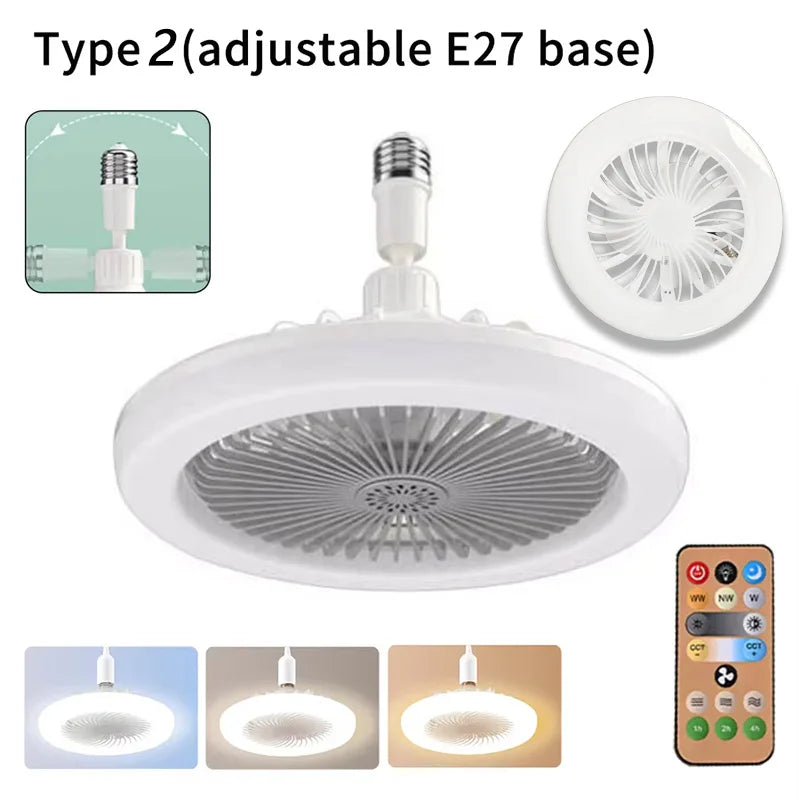ventilateur led moderne télécommande blanc minimaliste lampe inclusion airflow