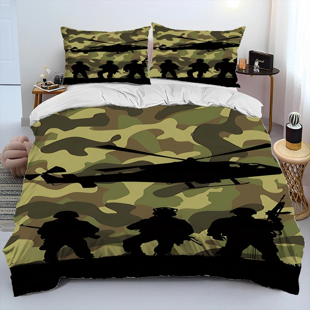 Parure de lit camouflage militaire housse couette homme Ombre Interieur