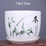 vase decoratif art traditionnel chinois cache pot fleurs oiseaux calligraphie chinoise blanc rouge vert