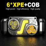 lampe frontale led rechargeable usb noir jaune 12 modes induction magnétique camping pêche chasse