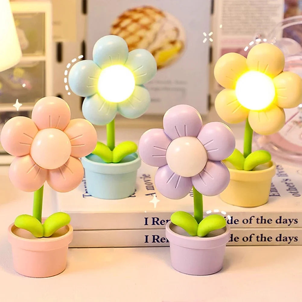 lampe led fleur rose bleu violet jaune mignon veilleuse vacances