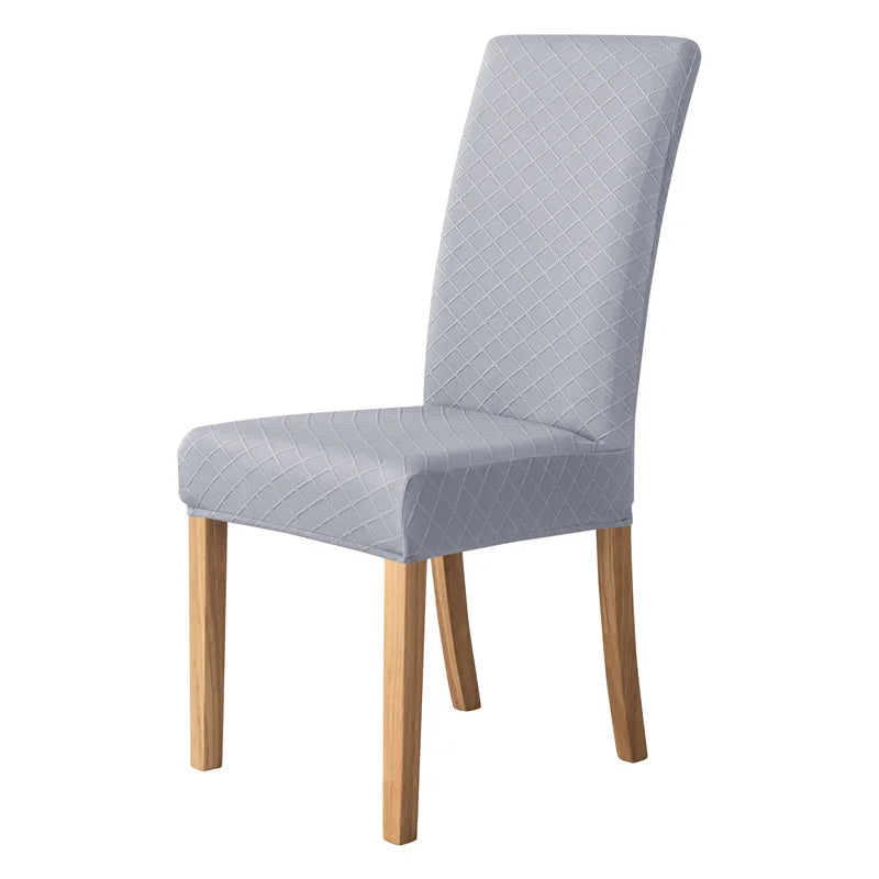 housse chaise moderne carreaux diagonaux beige gris rouge élasthanne polyester adhésif mariage banquet plage