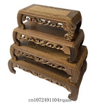 Support plantes bois sculpté classique marron foncé décoration artisanale pot inclusion