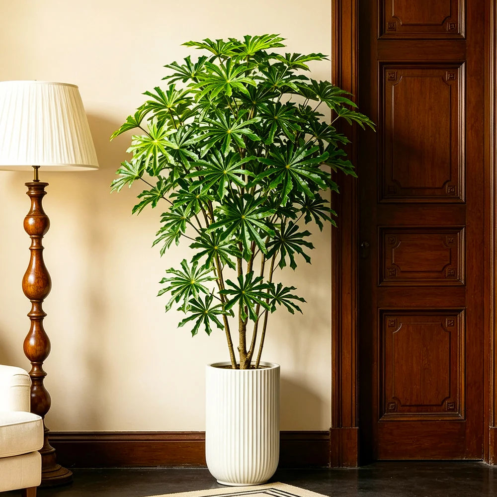 plante artificielle monstera feuilles vertes moderne pot blanc 80 96 cm decoration intérieureextérieur