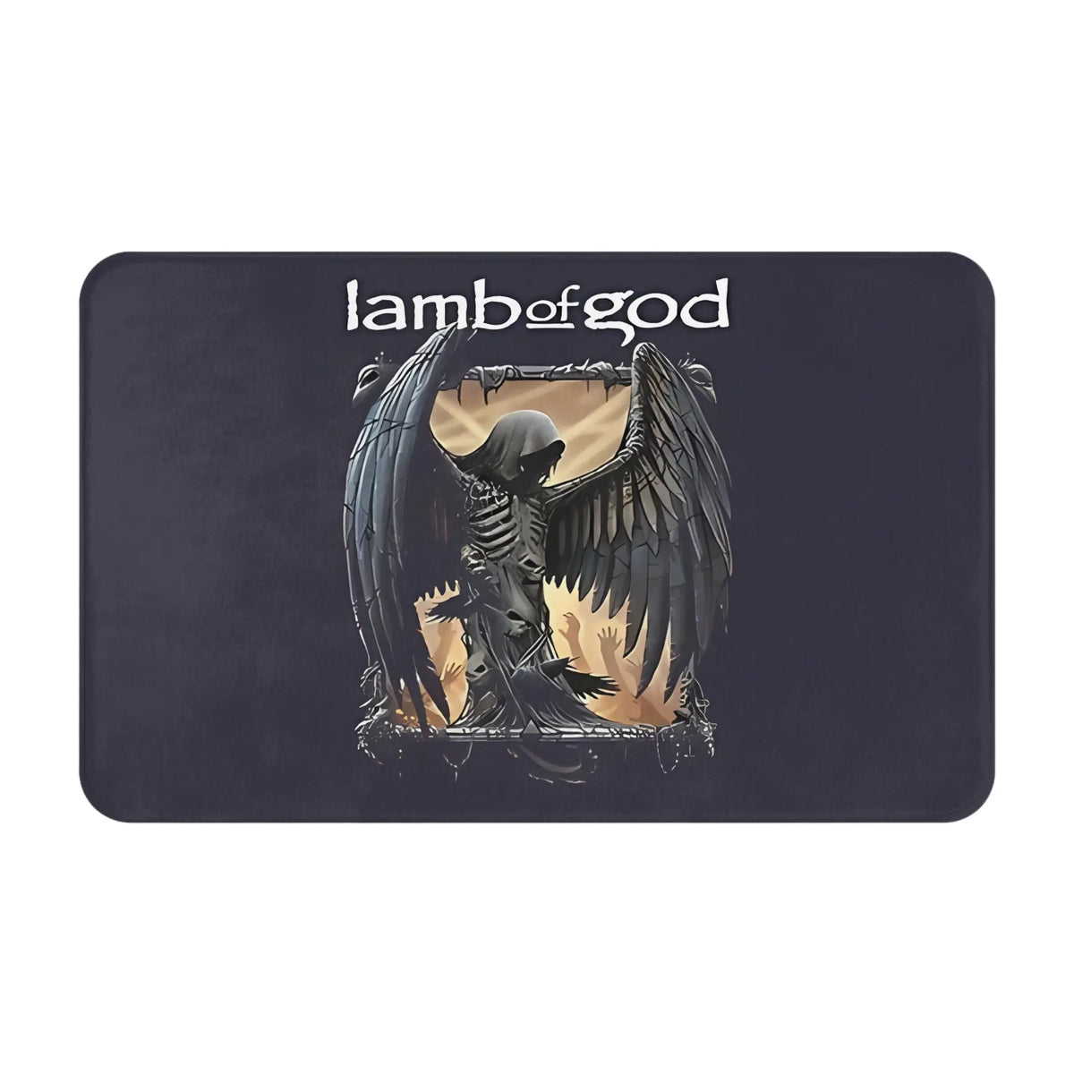 tapis noir illustration squelette ailé graphique antidérapant polyester intérieur salon chambre