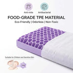 coussin blanc motif hexagonal anti apnée anti ronflement mousse tpe polyester arrondi zip opacité