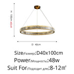 suspension lumineuse moderne or transparent cristaux led télécommande élégante salon chambre