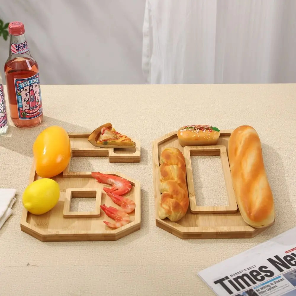 plaque chiffres bois moderne fruits gâteau pizza décor anniversaire bébé événement culinaire naturel minimaliste