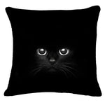 housse coussin carrée imprimé chats noir blanc moderne décoration intérieure
