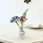 décoration florale verre transparent vase ridé fleur artificielle moderne chambre salon cadeau artisanal