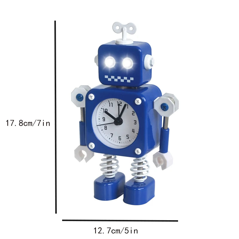 horloge robotique bleu jaune souriant vintage visage carré articulations batteries non fournies