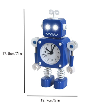 horloge robotique bleu jaune souriant vintage visage carré articulations batteries non fournies