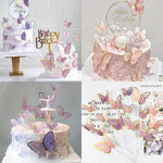 décoration gâteau papillon doré clips festif anniversaire transparent rose blanc
