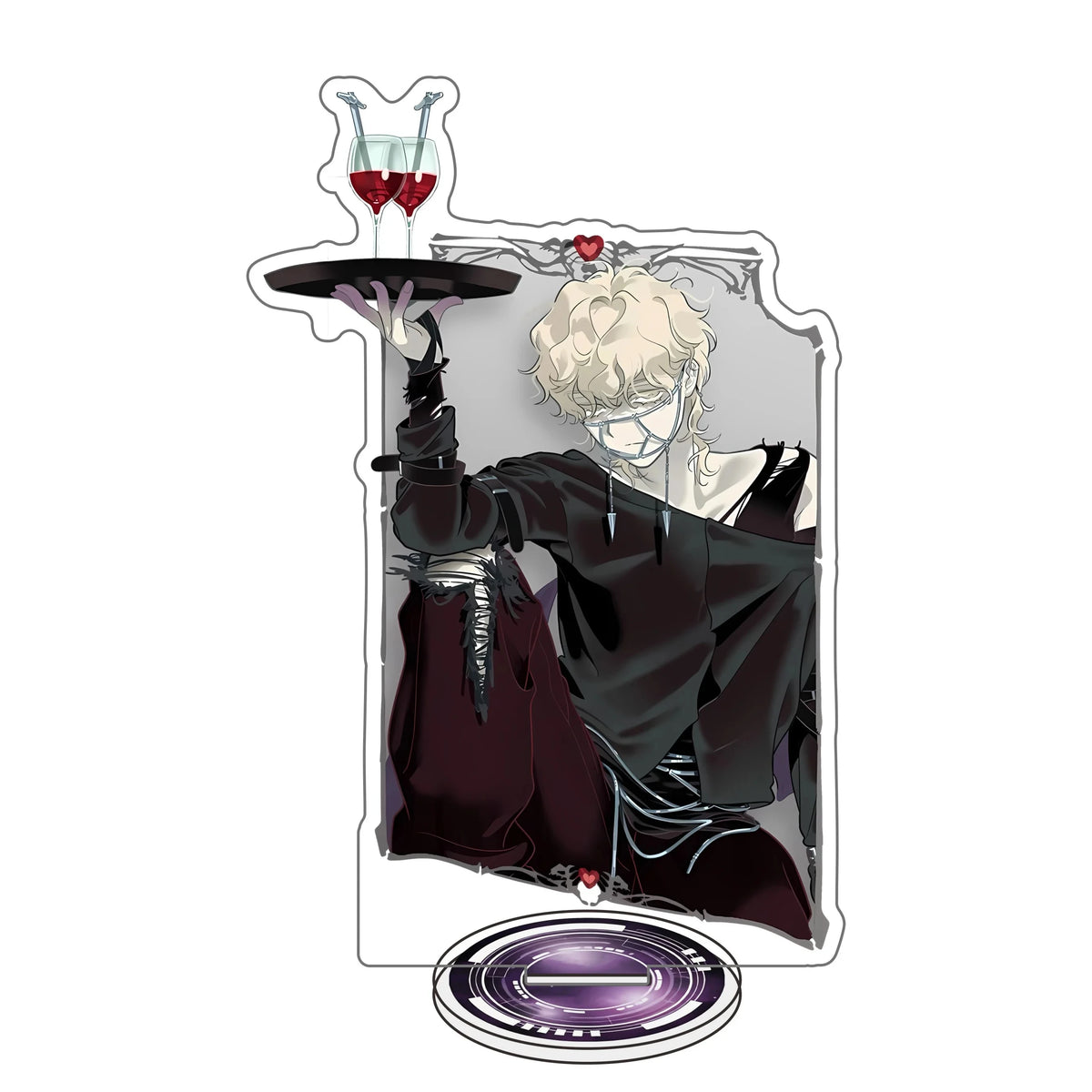 figurines anime fantastiques gothiques anges noir blanc rose rouge vert assiettes coeurs chapeaux