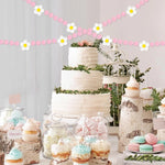 guirlande décorative fleurs pompons coton bannière motifs floraux festive enfantine suspension fil