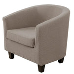 fauteuil moderne housse protectrice tissu motifs géométriques couleur beige gris adhésif fixations machine lavable