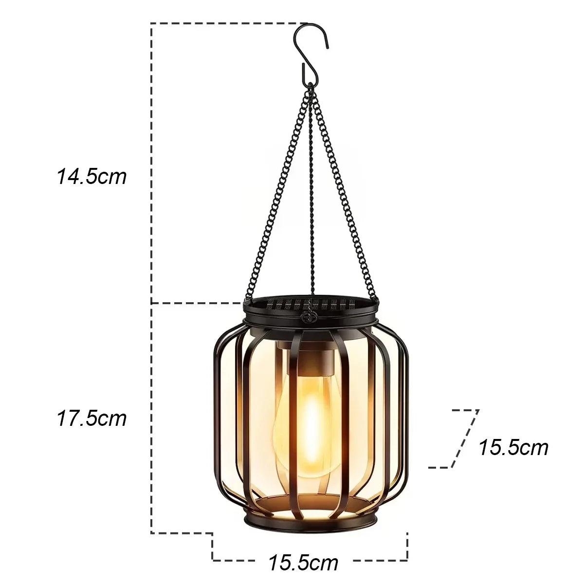 Lanterne solaire suspendue moderne papillons colorés chaîne métallique filet transparent patio jardinextérieur