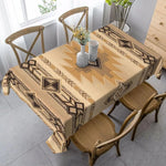 nappe rectangulaire géométrique moderne beige marron foncé triangles losanges réutilisable imperméable table manger