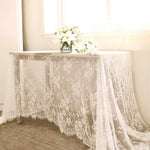 nappe dentelle blanche mariage transparente romantique boho décoration table réutilisable festive fleurs argentées