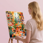 tableau peinture acrylique pinceaux palette paysages végétaux modernes détaillés décoration murale enfants famille