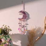 décoration murale croissant lune semi précieuses feuilles dorées boho chic chambre